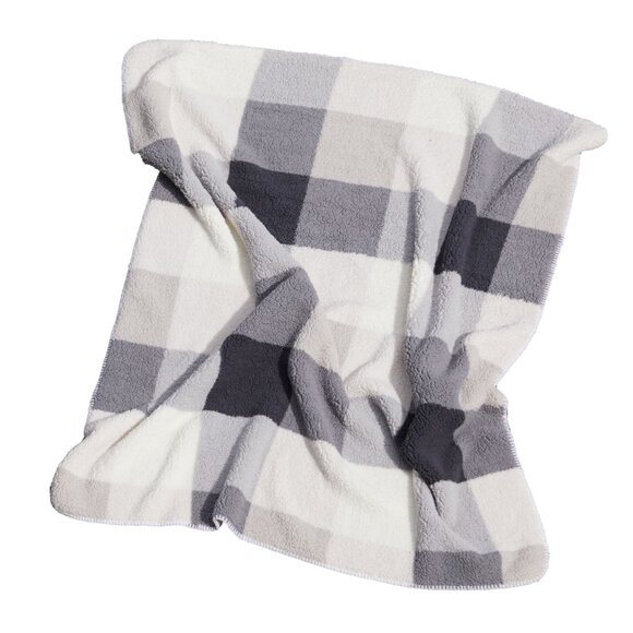 Luxe Home Decor Classic Faux Fur Throw | 1-Piece | Grey plaid combo | 50"x60" - Picture 5 of 13